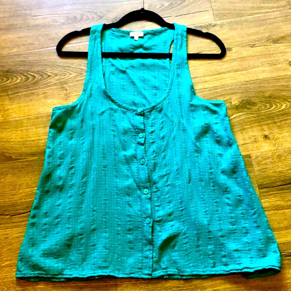 Splendid Green Button down racer back tank top